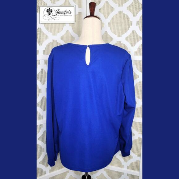 Shein Curve Women's Royal Blue Long Sleeve Blouse Size 2X - Picture 6 of 10